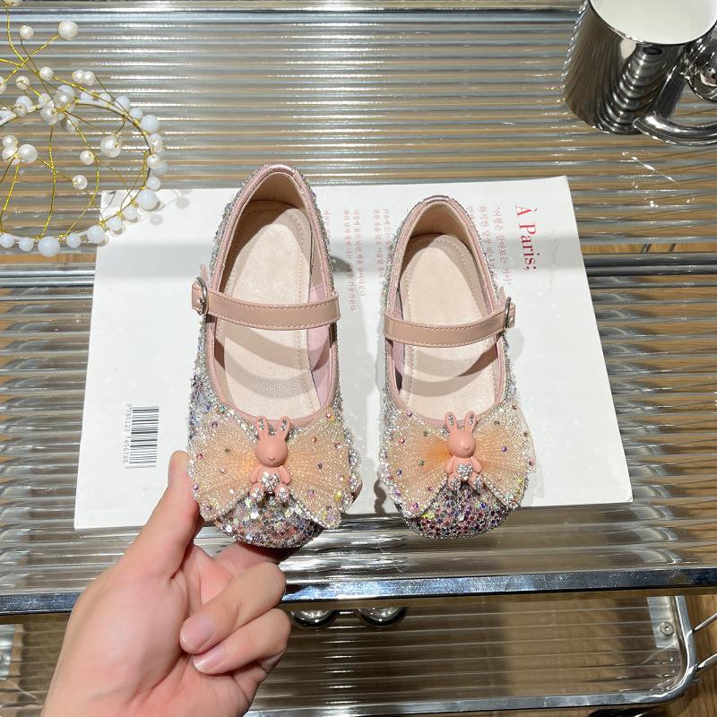 Детские туфли принцессы Весенние Хрустальный бант Детские туфли Doudou На липучке Туфли принцессы Эльзы