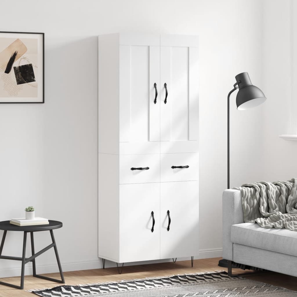 Highboard White 69.5 x 34 x 180 cm Particleboard