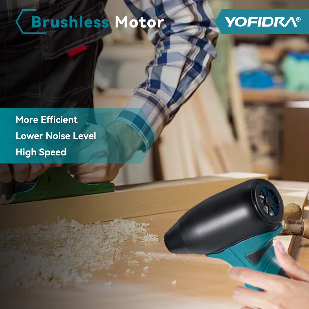 Yofidra Бесщеточный электрический турбовоздуходувка струйный вентилятор 4 передачи сильный автомобильный фен ручной пылевоздушный пистолет продувка для 21 В 18 В аккумулятор