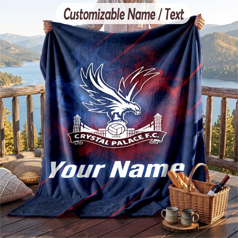 Flannel Blanket Crystal Palace Print Custom Name Text Soft Throw for Sofa Bed