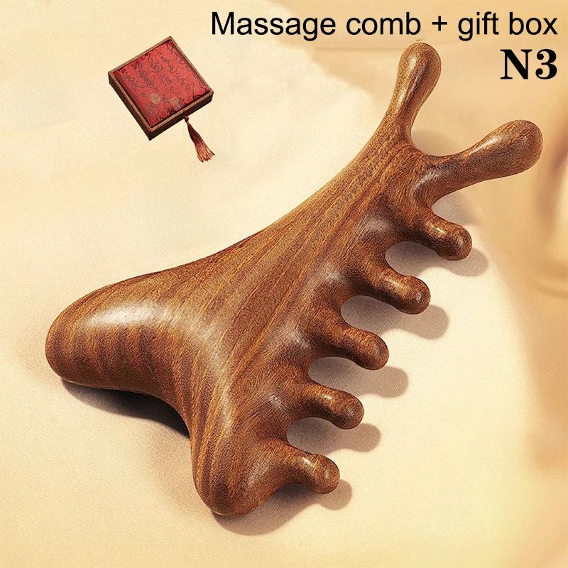 Многофункциональная деревянная массажная расческа для головы Meridian Health, сандаловое дерево, большой широкий зуб, точечная расческа Guasha