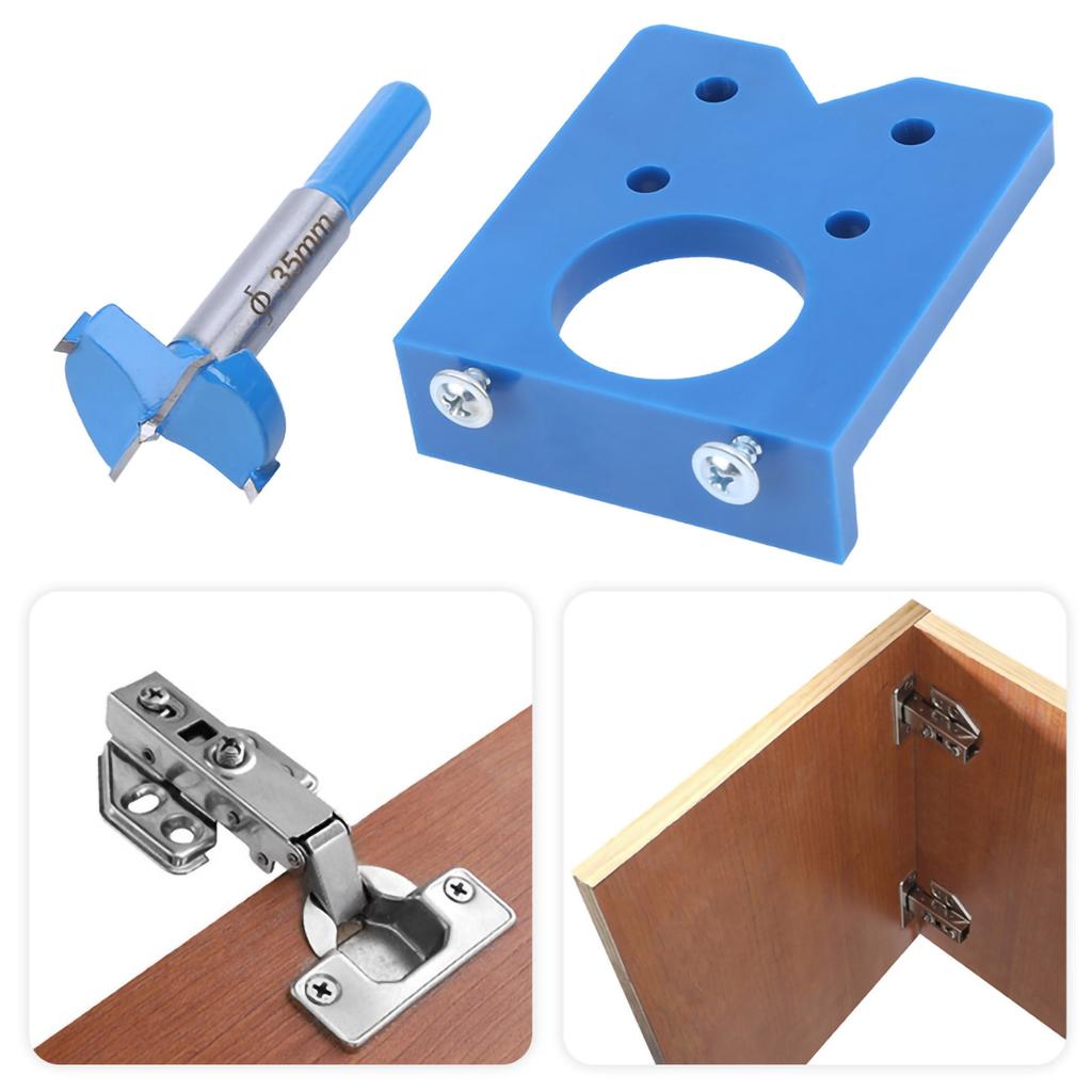 Hinge Hole Opener Blue Accuracy Locator Door Drilling Guide Woodworking Tools Set 35mm
