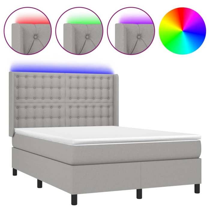 Maison Exclusive - Sommier à lattes de lit matelas LED Gris clair 140x200 cm Tissu