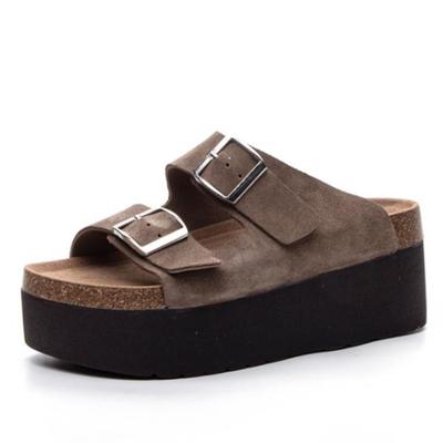 Модные высококачественные летние женские сандалии из коровьей замши 7 см, женские тапочки на платформе, танкетке, удобные модные туфли с открытым носком