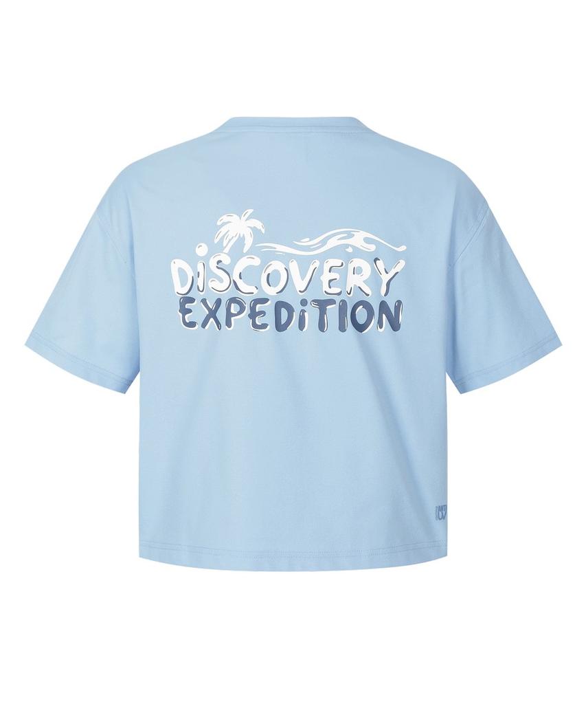 DISCOVERY EXPEDITION Женская базовая укороченная футболка с коротким рукавом для пляжа (Л/Синий)