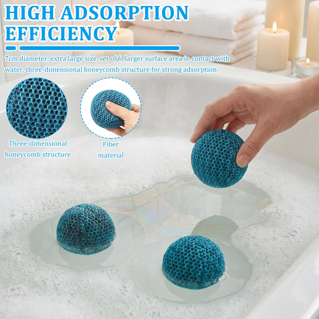 6Pcs Hot Tub Pool Scum Absorber 3D Honeycomb Structure Hot Tub Scum Balls Reusable Scum Absorbing Sponge Ball Bathtub Accessory