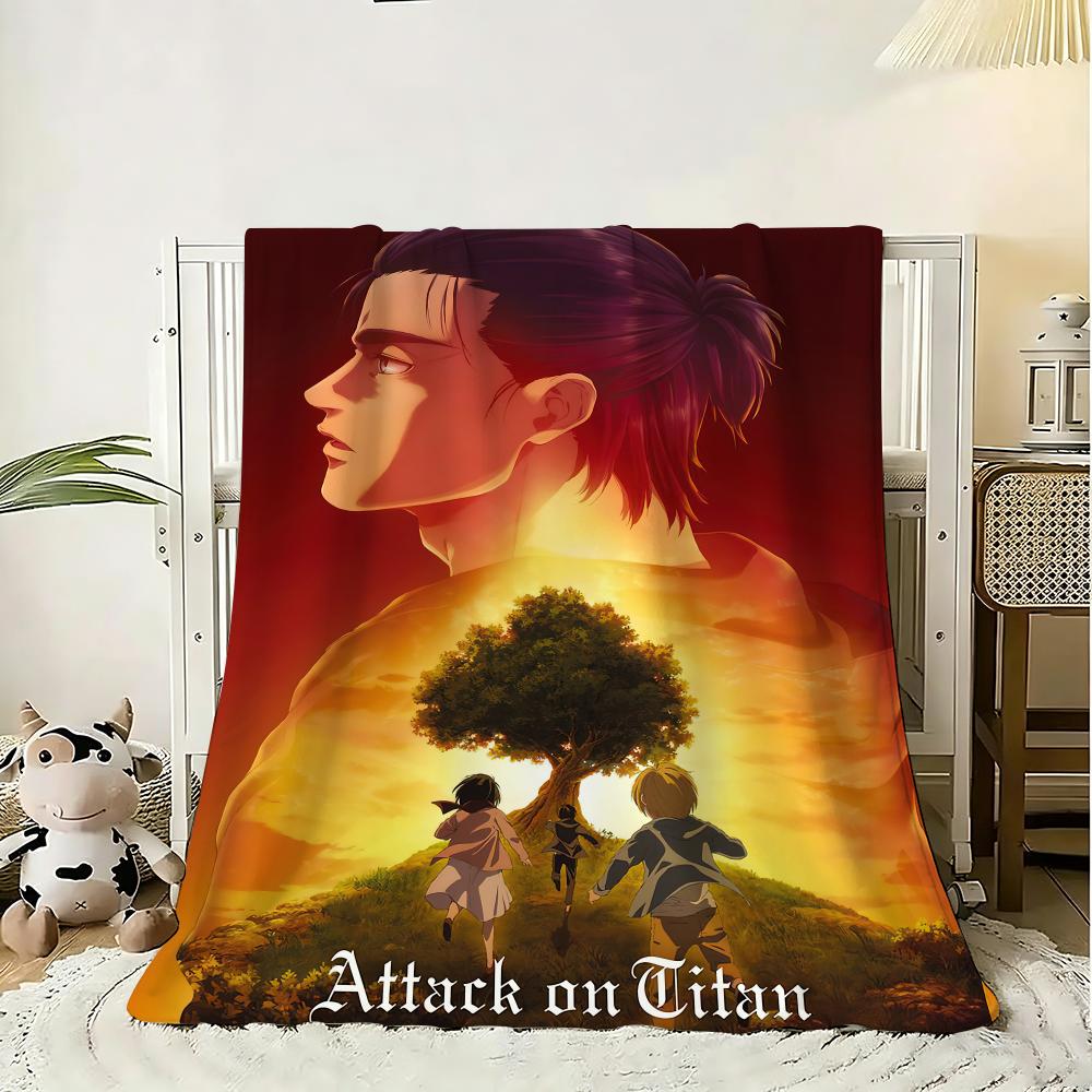 Hot Anime Attack on Titan Throw 240g Flannel Blanket Lightweight Soft Skin-friendly Summer Thin Throw Blanket