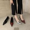 Low-heeled Single Shoes Women's 2025 Spring New Products Pointed Head Shallow Mouth V-mouth Shoes Cat Heel Shoes Temperament Simple and Comfortable Wo