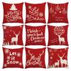 Red Christmas Pillow Cover Polyester Letter Print Home Sofa Pillow Cover Cushion