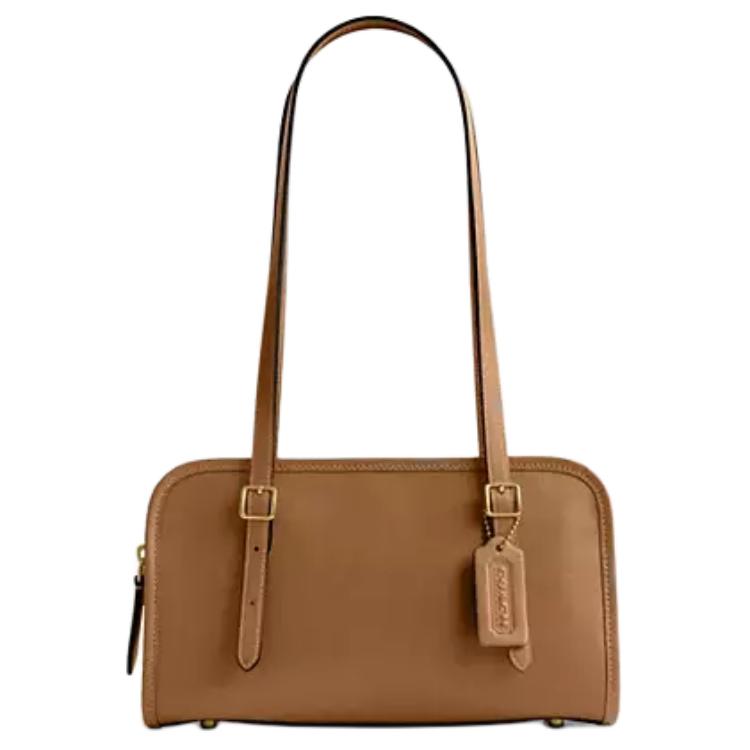Coach Swing Zip 25 Fashion Classic Solid Color Leather Shoulder Bag Medium Women shoulder bag Honey-Brown CM565-B4T7J