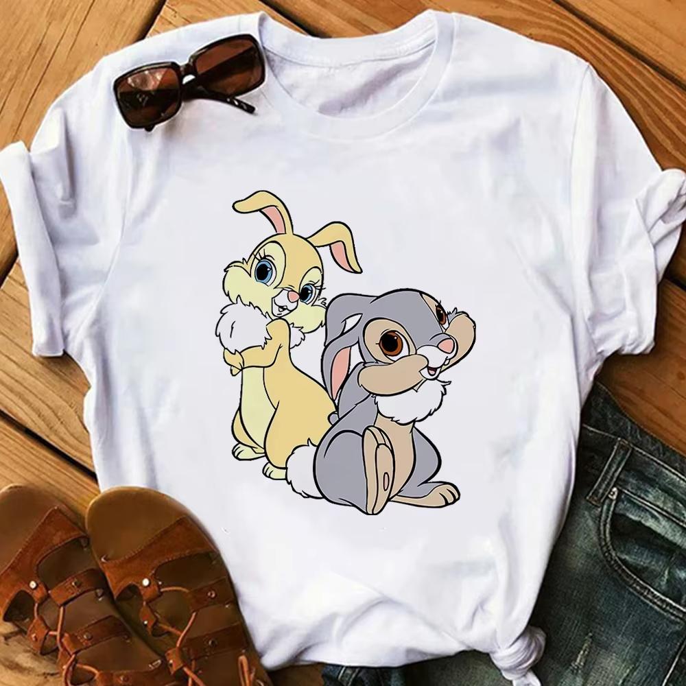 Cartoon Cute Bambi Printed T Shirt Fashion Women Casual Short Sleeves Streetwear Tshirt Summer Harajuku Tshirts Tops