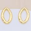 Gold Electroplated Polished Oval Earrings - Simple Fashion Statement Studs