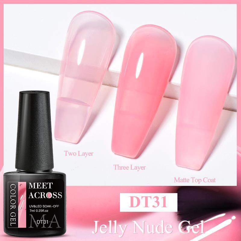 MEET ACROSS 1 Bottle 7ml Jelly Amber Gel Polish Translucent Jelly Nail Gel Manicure UV LED Semi Permanent Soak Off Nail Polish