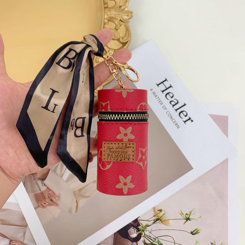 Популярный портативный мини-круглый кошелек-брелок для монет: Мешочек для хранения бальзама для губ в виде красного конверта