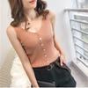 Button Knitted Vest Women's New Spring and Summer Sexy V-neck Slim Sleeveless Inner Bottoming Outer Suspender Wear for Women