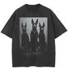 Streetwear Dobermann Graphic Washed Black T-Shirt Cotton Unisex Tops Tees Summer Short Sleeves T Shirt
