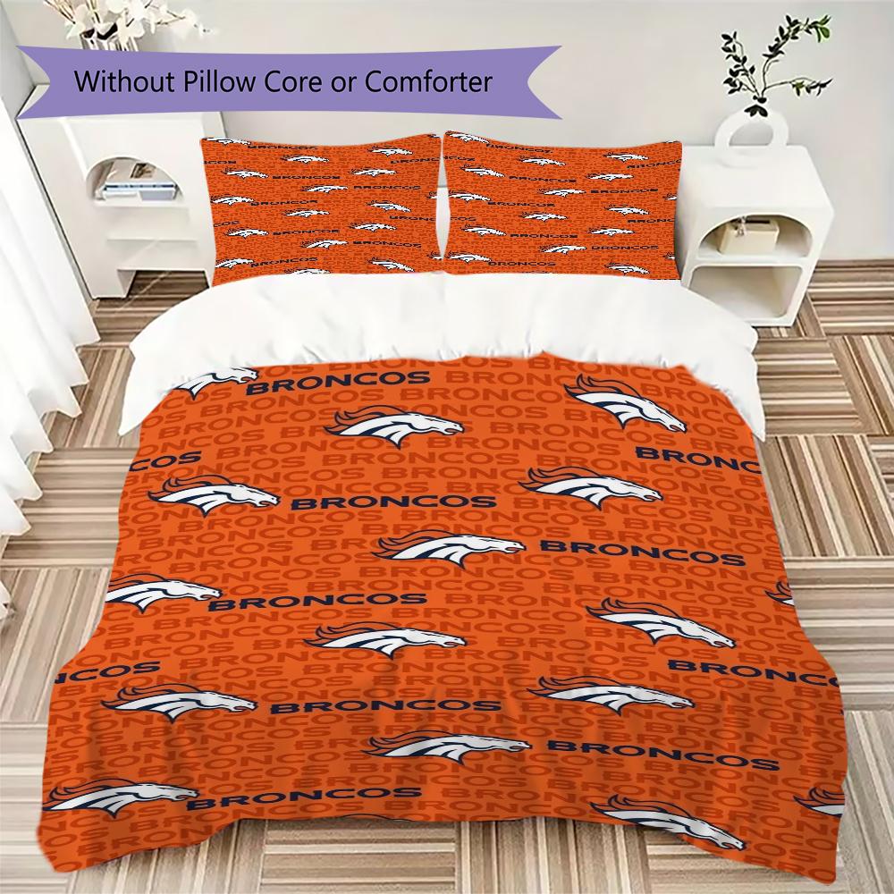 Denver Broncos Pattern Bedding uilt Set uilt Cover Pillowcase Home Decoration Birthday Gift (1*duvet cover + 2*pillowcase without core)