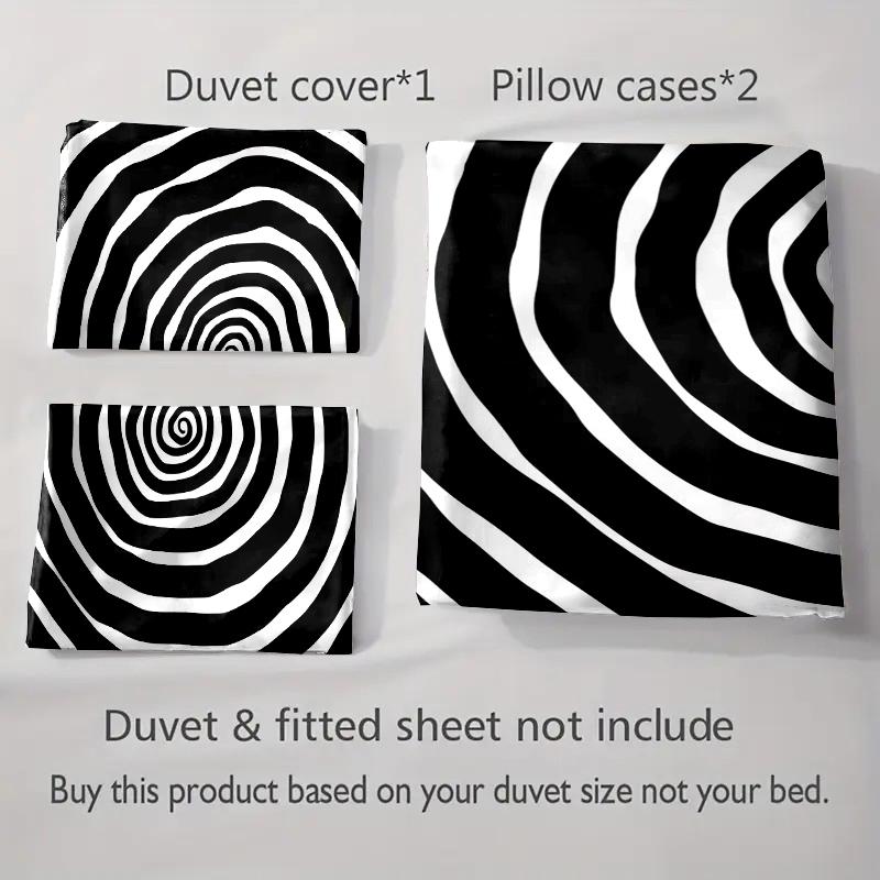 Spiral black-and-white. Bedding Duvet cover sets Duvet covers Pillowcases gifts (1 * Duvet Cover 2 * Pillowcases, without duvet insert)