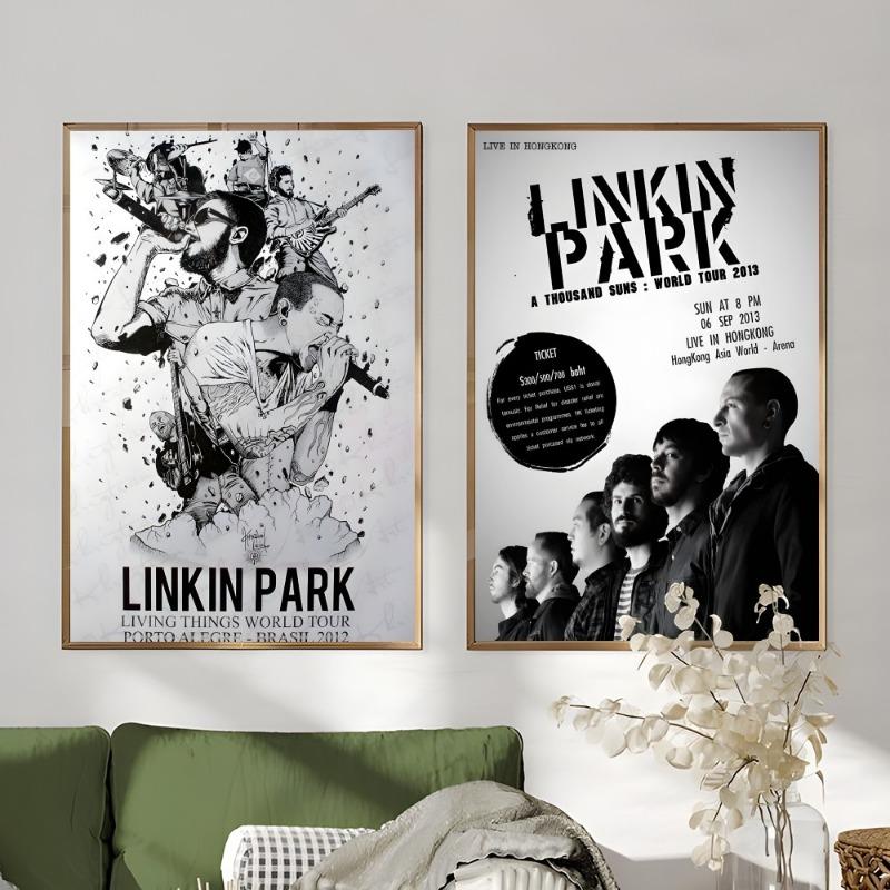L-Linkin Park Рок-н-ролл группа Ретро постер Липкое настенное искусство Печать Водонепроницаемый Дом Гостиная Спальня Бар Эстетический декор