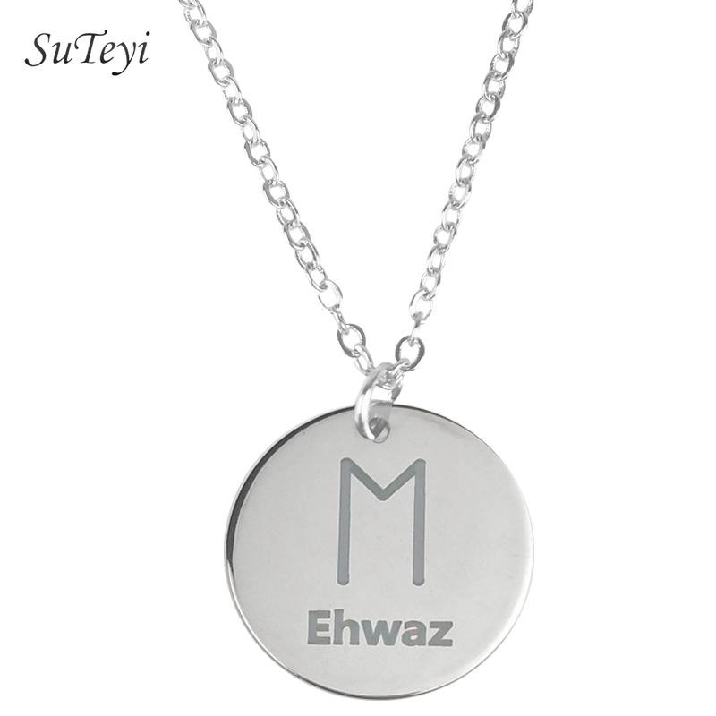 Круглая подвеска-ожерелье с рунической буквой, 25 мм, серебристый цвет, диск из нержавеющей стали, викинговские ожерелья для женщин и мужчин