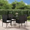 VidaXL Garden Dining Set Cushions 5pcs Black Wicker, Dining Set, Dining Set 3185144