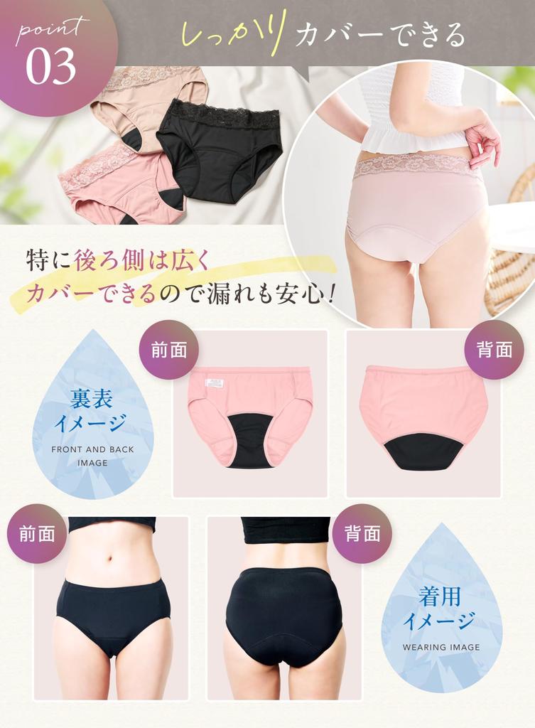 Water Absorption Shorts 25mL Absorption 2 Types Sizes Sanitary Shorts [&COTTON] (normal, Lace) M/L/LL (JP, Alphabet, M, Lace, Black)