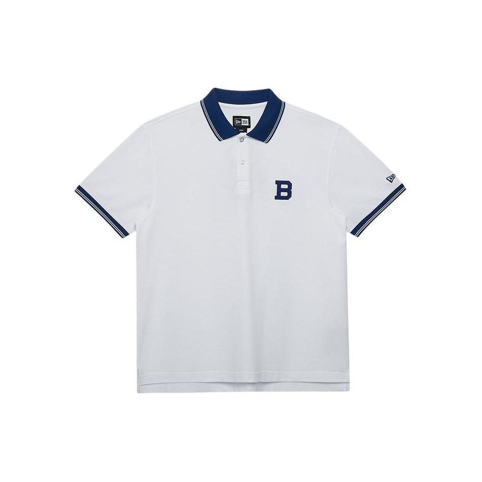 New Era MLB Brooklyn Dodgers Свободная футболка-поло с вышивкой логотипа, Color Block, с коротким рукавом, унисекс, белая 14187362
