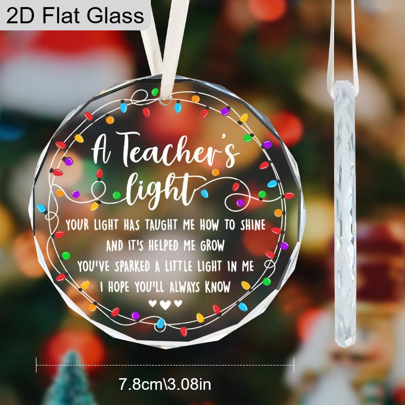 Стеклянное украшение для учителя, Подвесное украшение с цитатой «Свет учителя», Подарок на День учителя, Рождество, День благодарения, Подарок к началу учебного года