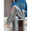 Fleece-lined Sports Pants Female Fall and Winter 2024 New Arrival Pure Cotton Small Sweatpants Loose Tappered Slimming Student Casual Pants