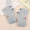 Korean Touchscreen Christmas Aesthetic Cute Snowman Embroidered Plush Gloves Women Winter Fleece Warm Gloves