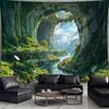 Cave Vista To Lush Valley Wall Tapestry Nature Landscape Home Decoration Headboard Aesthetic Room Decoration Background Cloth