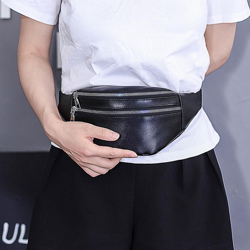 High Fashion Ladies Fashion Leather Belt Zipper Large Capacity Waist Bag Sports Shoulder Bag