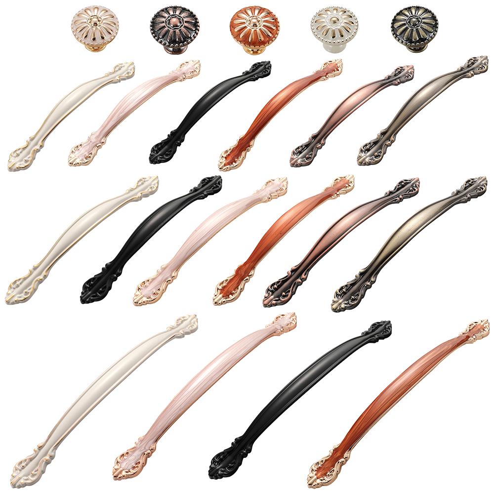 Ручки для вытягивания дверей кухонного шкафа, винтажные ручки в европейском стиле из алюминиевого сплава, мебельная фурнитура для шкафа с винтом