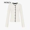 MO&Co. Tencel Blend Short Cardigan with Contrast Trim