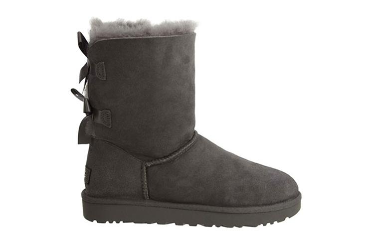Женские ботинки UGG Mini Bailey Bow Ii с подкладкой из флиса Серые Женские
