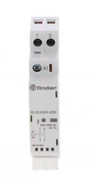 Modular Contactor 2NO 25A 24V AC/DC, Operation Indicator + Led, 17.5mm 22.32.0.024.4320