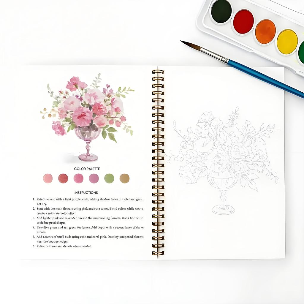 Альбом для акварели для начинающих с пошаговыми инструкциями | Набор для рисования пейзажей для взрослых и подростков | Терапевтический художественный подарок