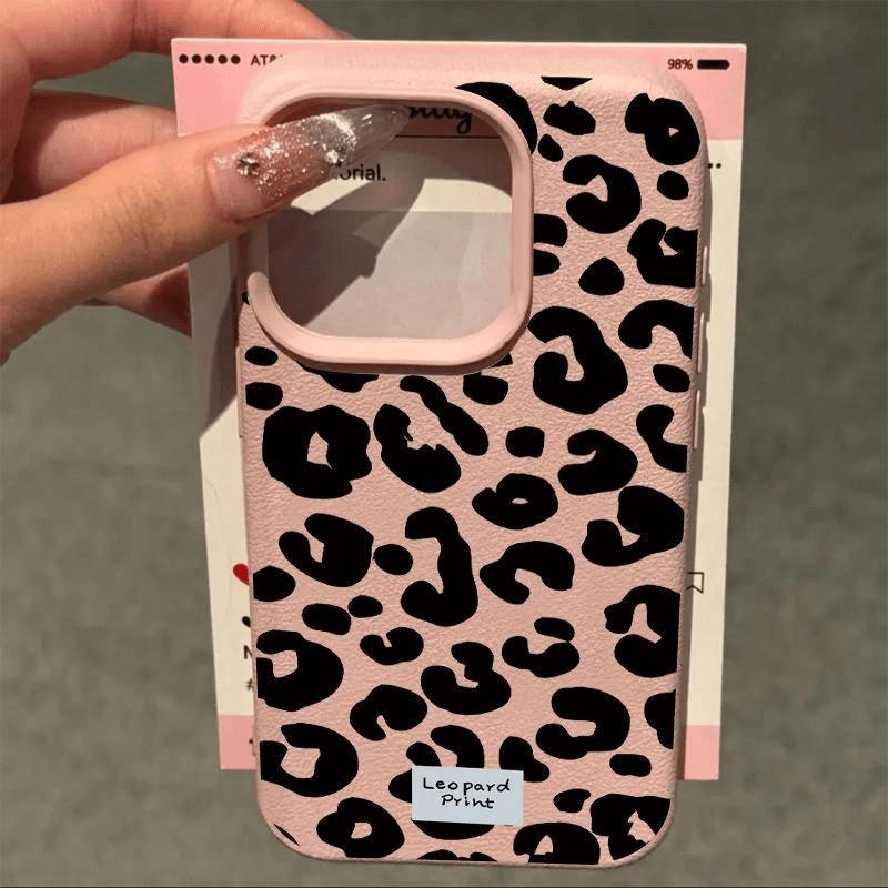 Black Leopard Print Lichee Pattern Phone Case For iPhone 17 16 15 14 13 12 11 Pro Max X XR XS Max 16 15 14 Plus Shockproof Cover