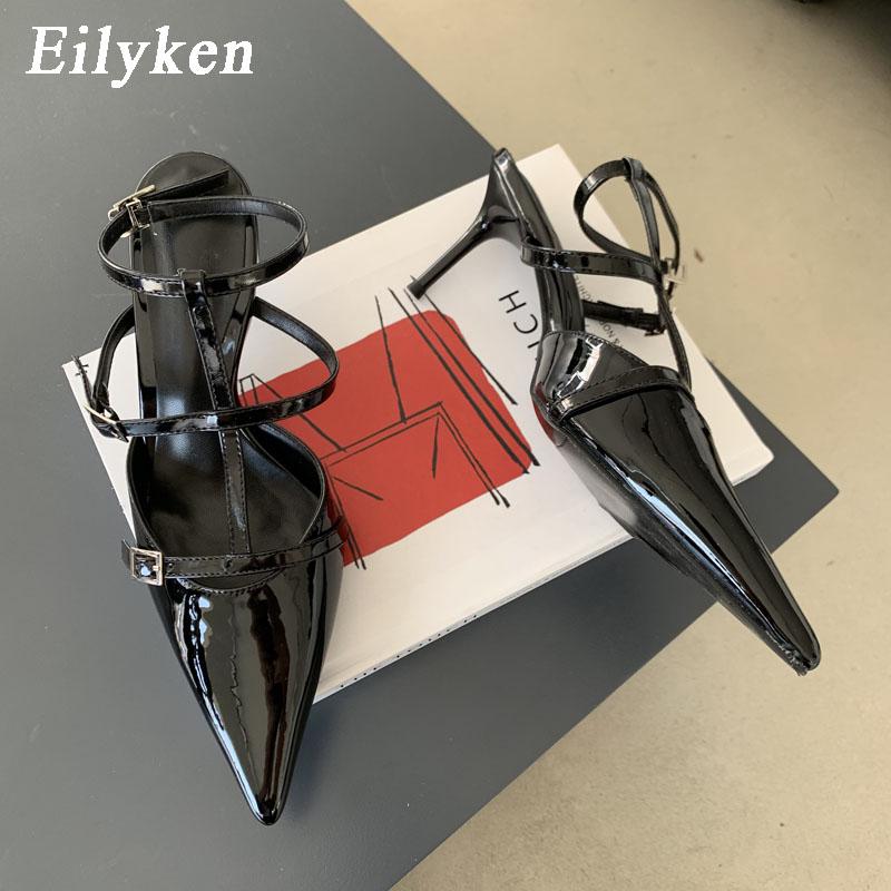 Модные Eilyken Весна Новые Золотые Серебряные Туфли-лодочки Женские Модные Остроносые Дамские Элегантные Тонкие Высокие Каблуки С Вырезами Платье Сандалии Женские