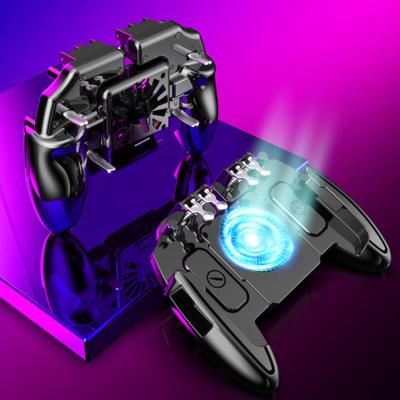 Игровой контроллер-триггер для мобильных игр с 6 пальцами и охлаждающим вентилятором для PUBG Mobile
