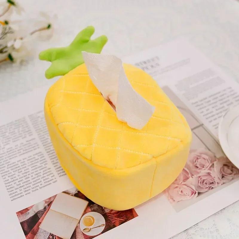 Plush Cute Cartoon Capybara Tissue Box for Car Armrest Box Fruit Tissue Holder Hanging Tissue Storage Bag