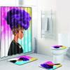 African Woman Digital Printing Creative Shower Curtain Floor Mat Set Bathroom Carpet