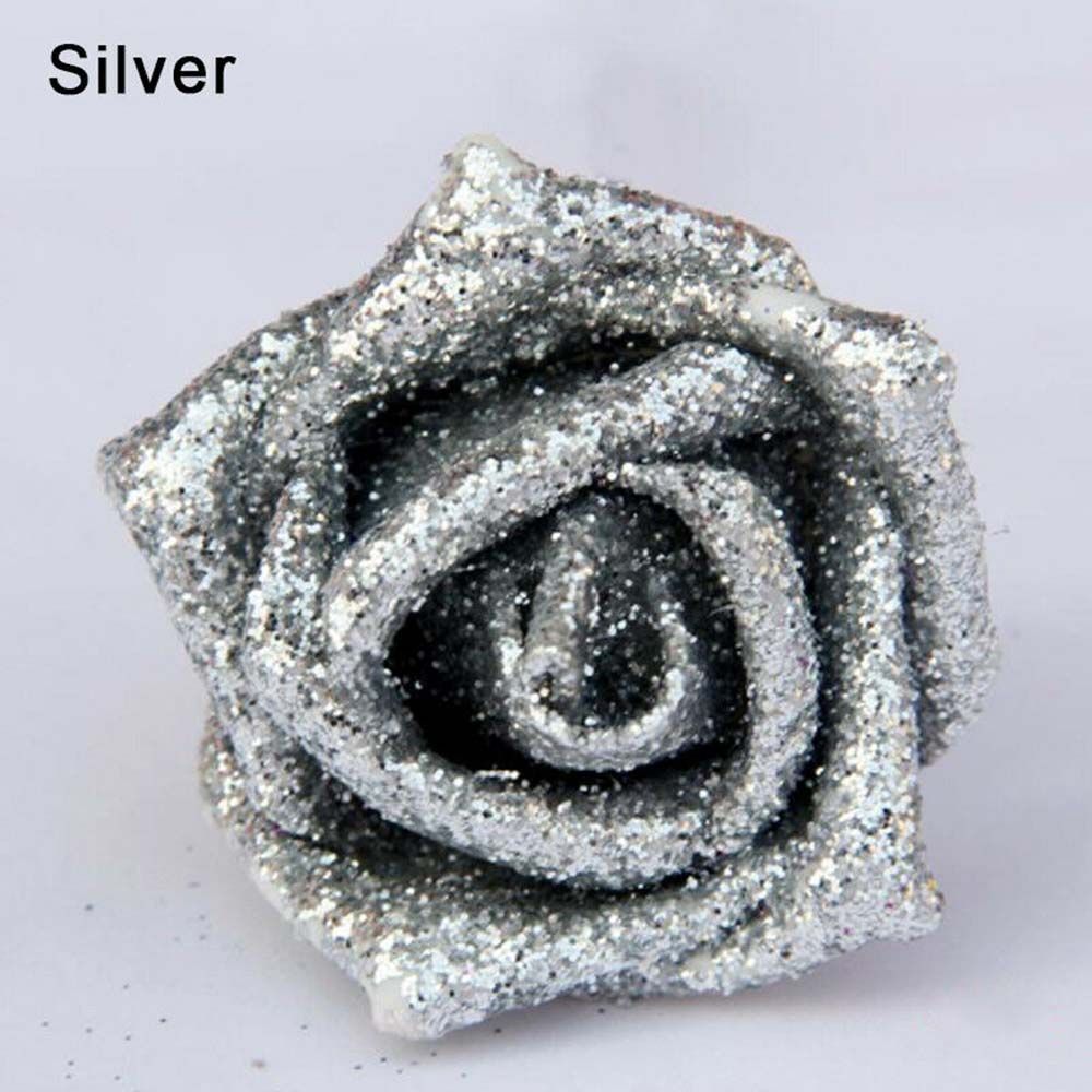 10pcs with Glitter Powder Bride Bouquet Wedding Party Decor Artificial Flowers Foam Roses Decoration Artificial Roses