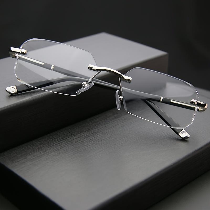 Men Anti Blue Light Computer Glasses Frameless Square Diamond Cut Edge Fashion Women Glasses Very Suitable for Hiking