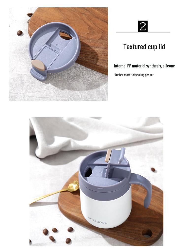 Кружка для кофе из нержавеющей стали с двойными стенками и ручкой для мужчин и женщин