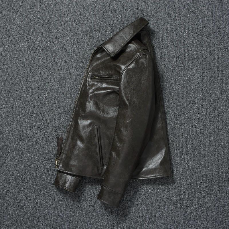 Китайский размер подлинная коровья мужская кожаная куртка мужские куртки тонкие серые коричневые воротник-стойка куртка для мужчин весна осень