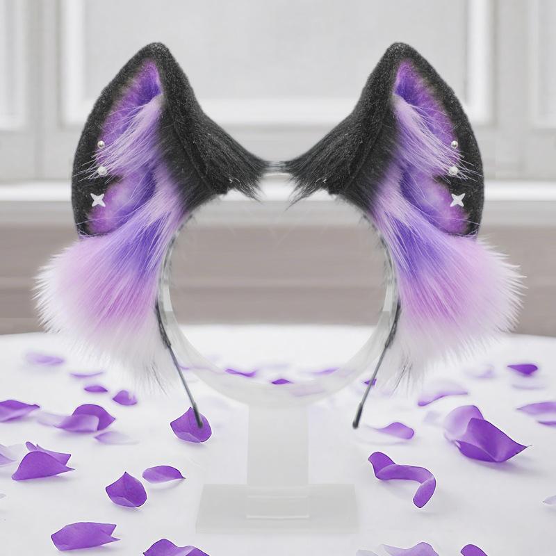 Plush Simulation Animal Ear Headband Starry Sky Dark Two-Dimensional Hair Accessories Fox Ears Cos Performance Props