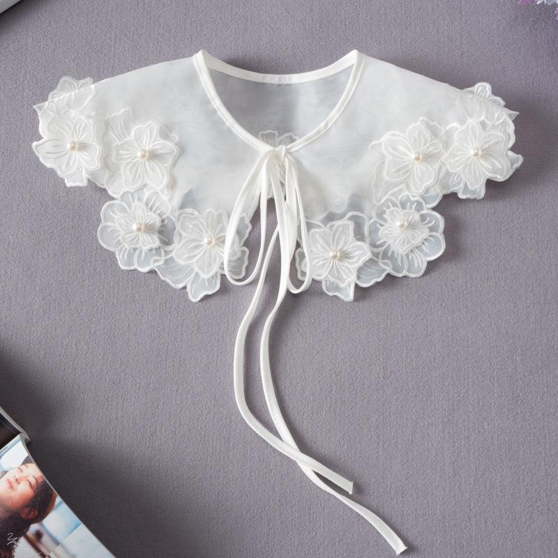 Fashion Scarf Fake Collar Shirt Women Detachable Collar Lace Neckline Women False Collar Tie White Faux Col Clothes Accessories