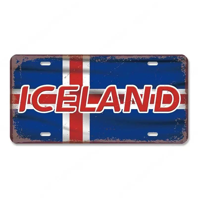 Винтажный плакат с названием страны, автомобильные лицензии, металлические жестяные знаки, Россия, Франция, Бразилия, металлическая пластина, гараж, гостиная, Ретро Настенный декор