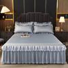 3 Pcs Smooth Elegant Style Bed Spread Solid Colour Bed Skirt Polyester Cotton King Queen Size Bed Sheet Set with Pillowcases